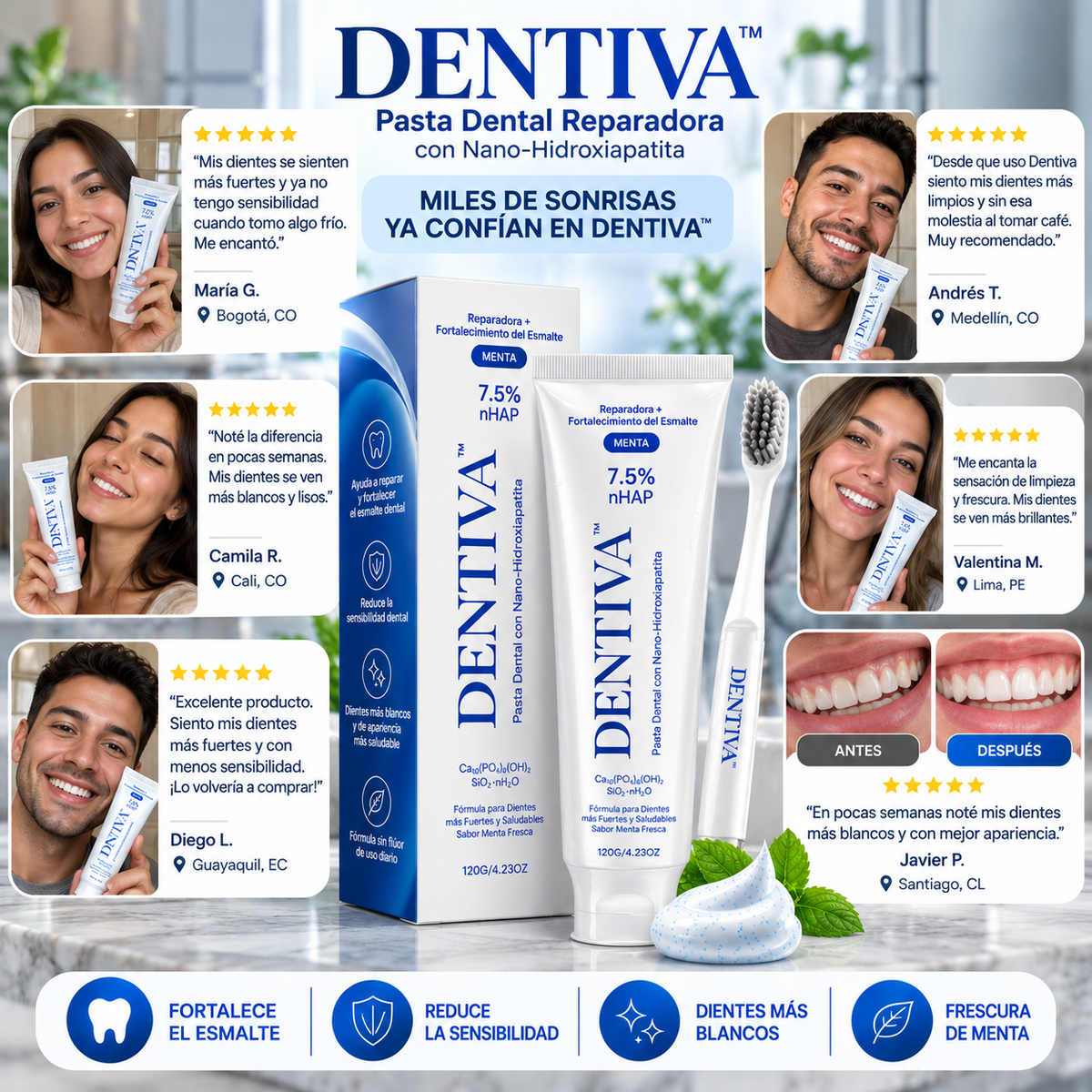 DENTIVA™ Pasta Dental Reparadora con Nano-Hidroxiapatita