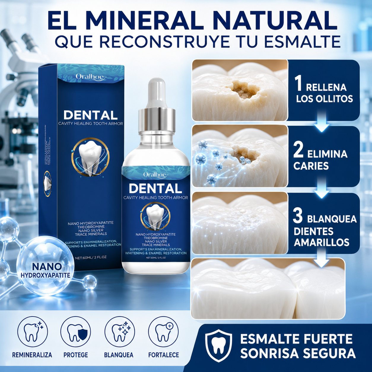 Nano Hidroxiapatita Elimina Caries, Ollitos y Dientes Amarillos - Oralbee Dental