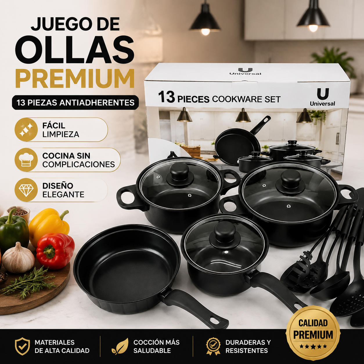Set Premium 13 Piezas | Cocina fácil, elegante y sin complicaciones