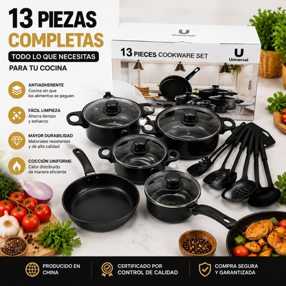 Set Premium 13 Piezas | Cocina fácil, elegante y sin complicaciones