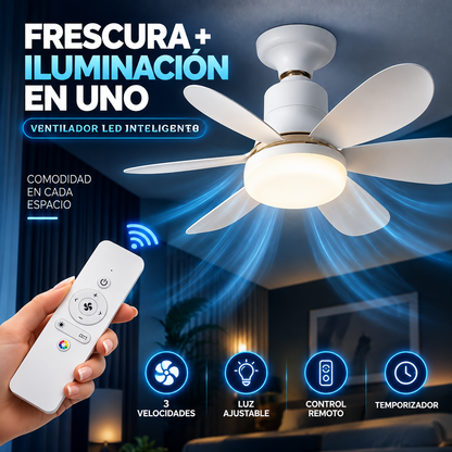 Ventilador LED inteligente con control remoto