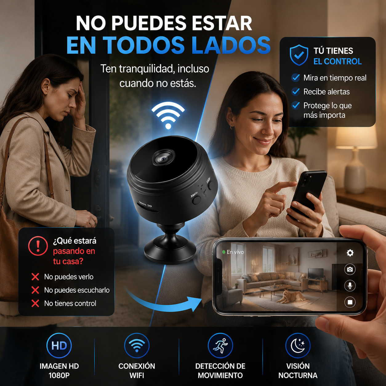 Mini Cámara WiFi A9 1080P | Monitoreo Inteligente Desde Tu Celular