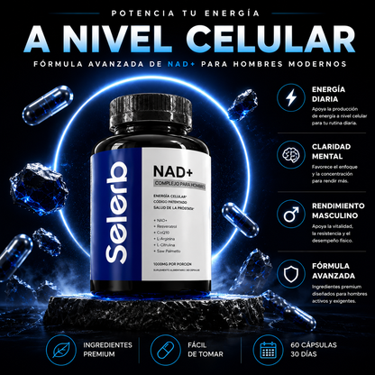 SELERB NAD+ Apoya tu energía celular, enfoque mental y vitalidad diaria.