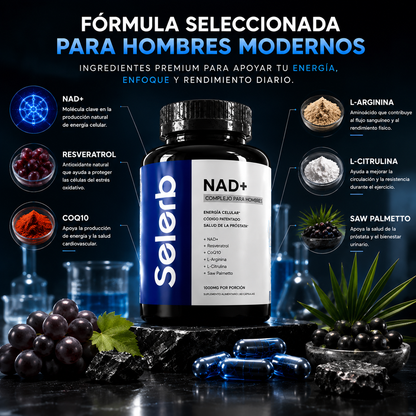 SELERB NAD+ Apoya tu energía celular, enfoque mental y vitalidad diaria.