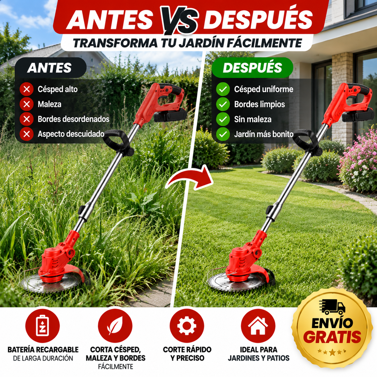 Cortadora de Césped Inalámbrica 48V: Tu Jardín Perfecto Sin Cables Ni Esfuerzo