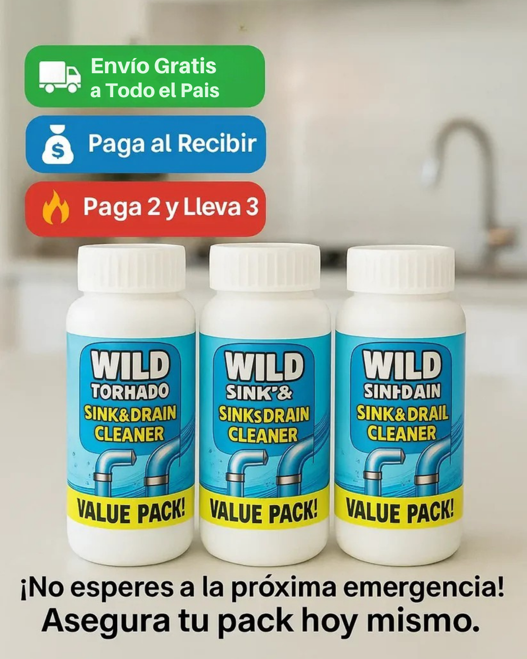 WILD TORNADO - Polvo Destapa Caño (Paga 2 y lleva 1 gratis)