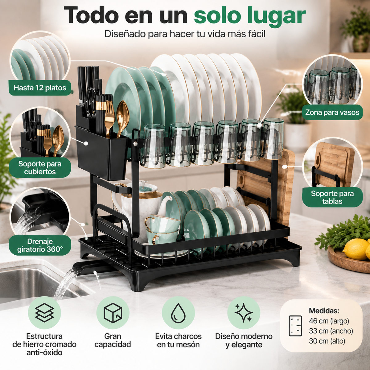 Escurridor de Platos Doble Nivel