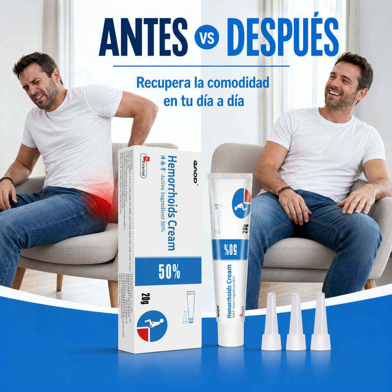 Crema Anti Hemorroides - Alivio Rápido del Ardor y las Molestias al Sentarte