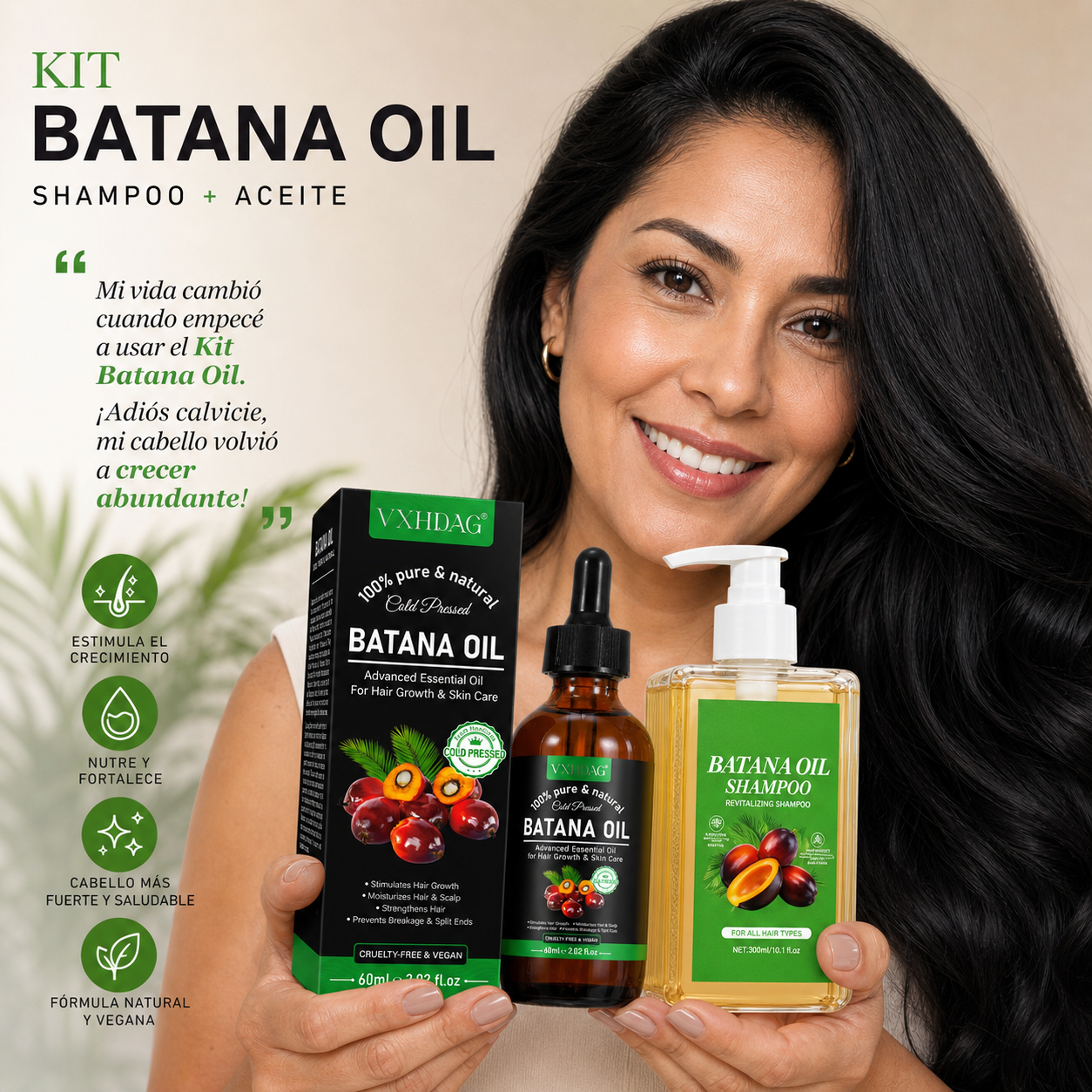 Batana Oil 2x1: Adiós Calvicie – Cabello Denso y Fuerte en semanas