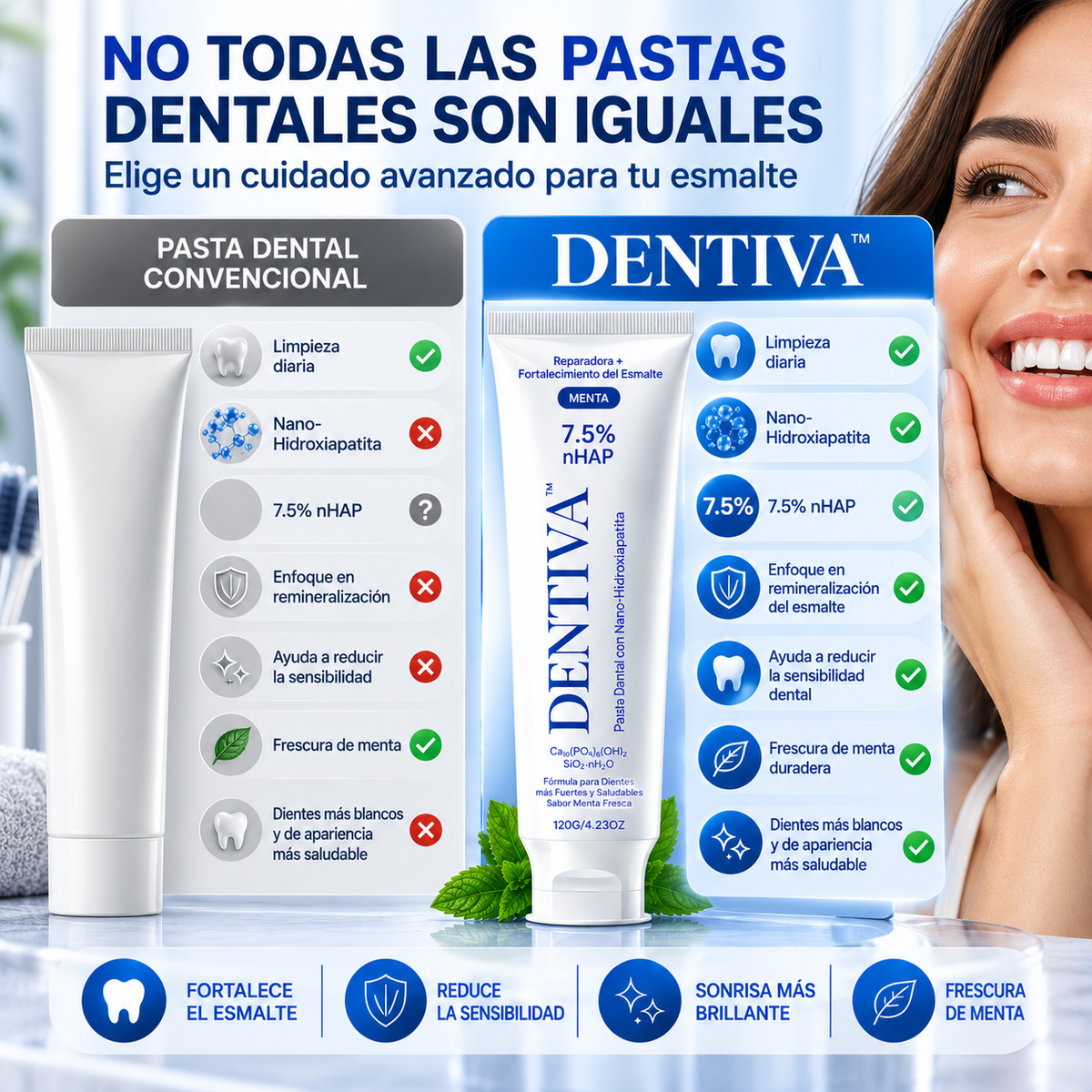 DENTIVA™ Pasta Dental Reparadora con Nano-Hidroxiapatita