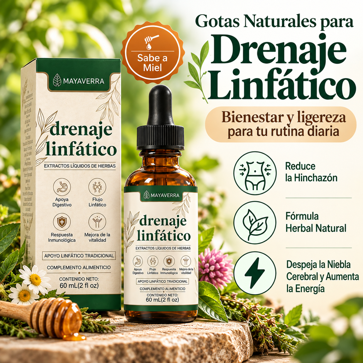 Gotas Naturales para Drenaje Linfático | Apoyo para la Hinchazón y Sensación de Ligereza