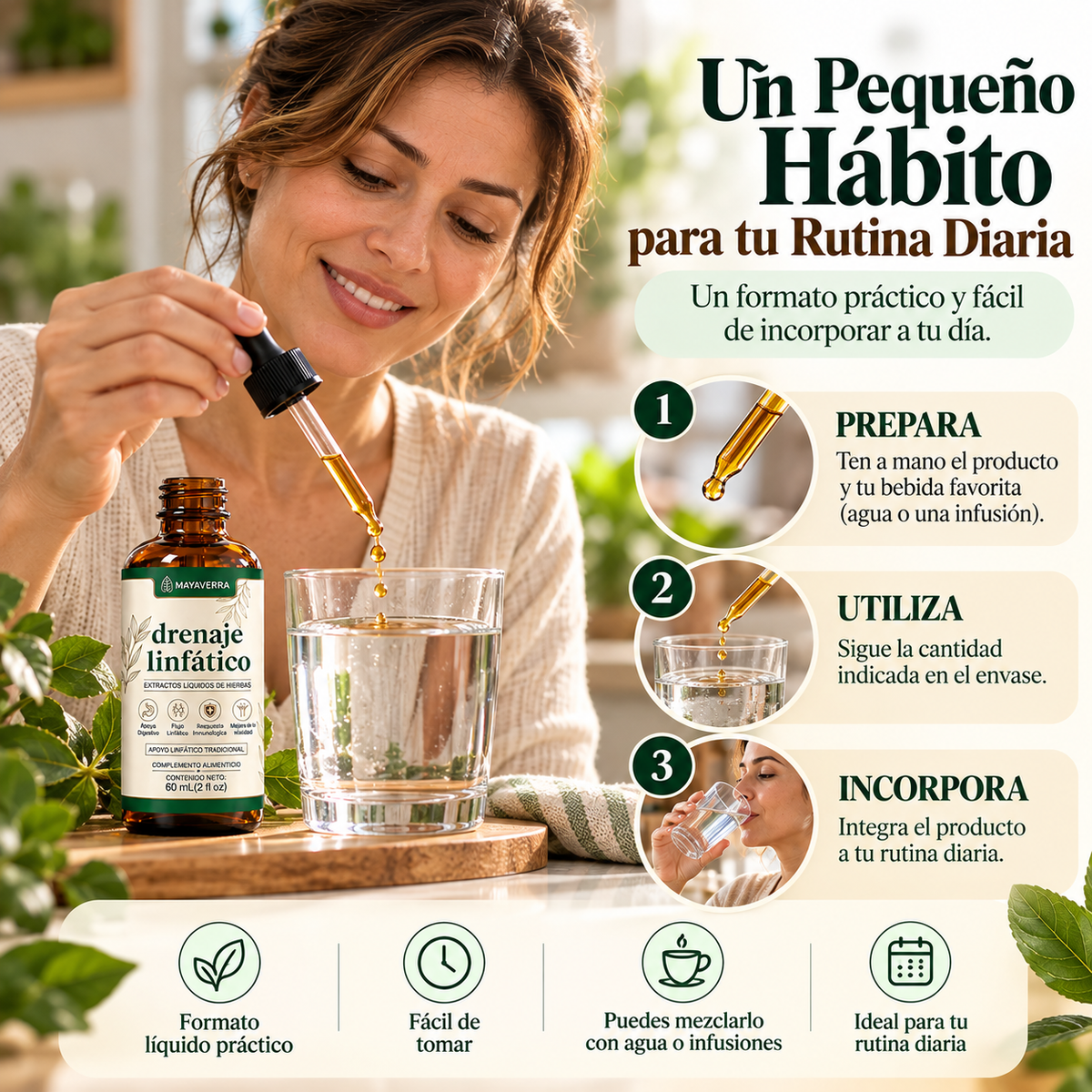 Gotas Naturales para Drenaje Linfático | Apoyo para la Hinchazón y Sensación de Ligereza