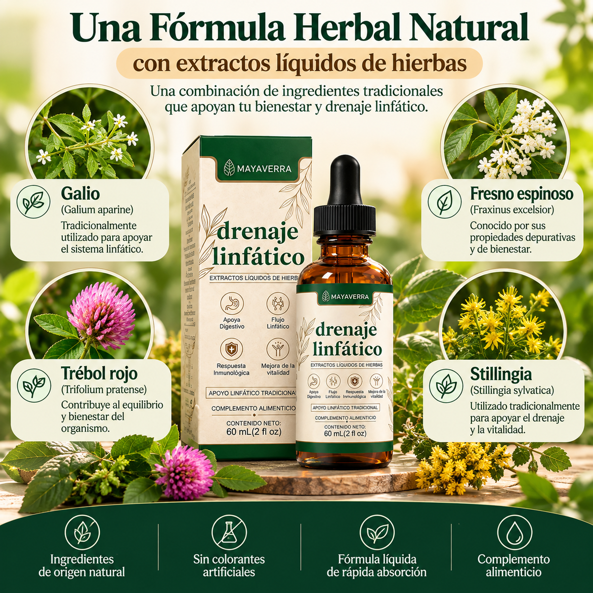 Gotas Naturales para Drenaje Linfático | Apoyo para la Hinchazón y Sensación de Ligereza
