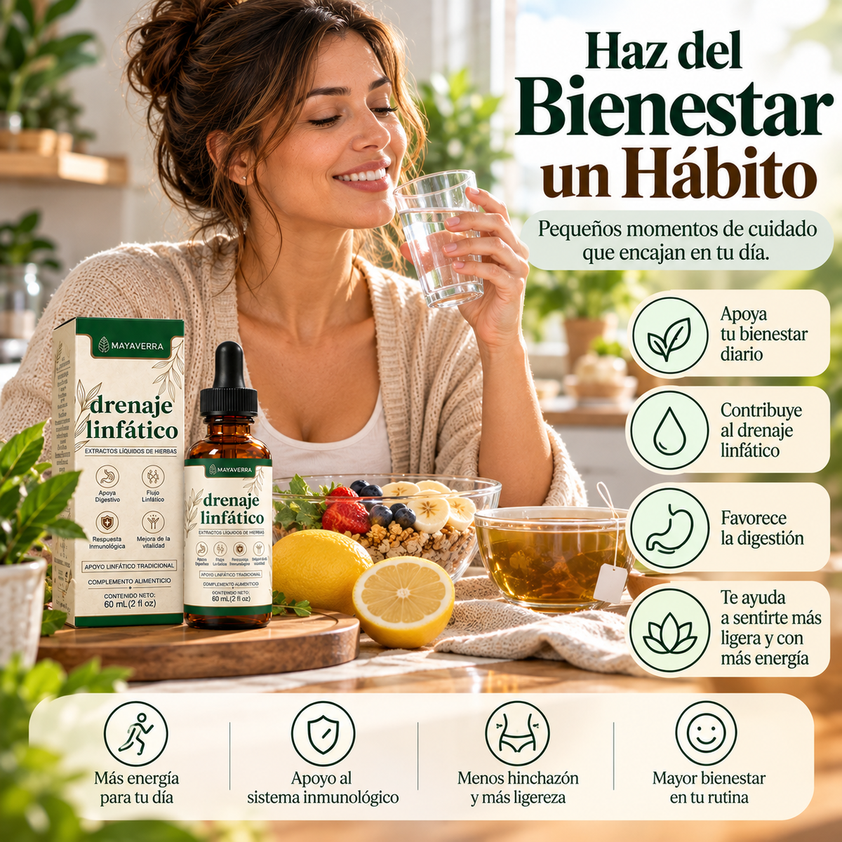 Gotas Naturales para Drenaje Linfático | Apoyo para la Hinchazón y Sensación de Ligereza