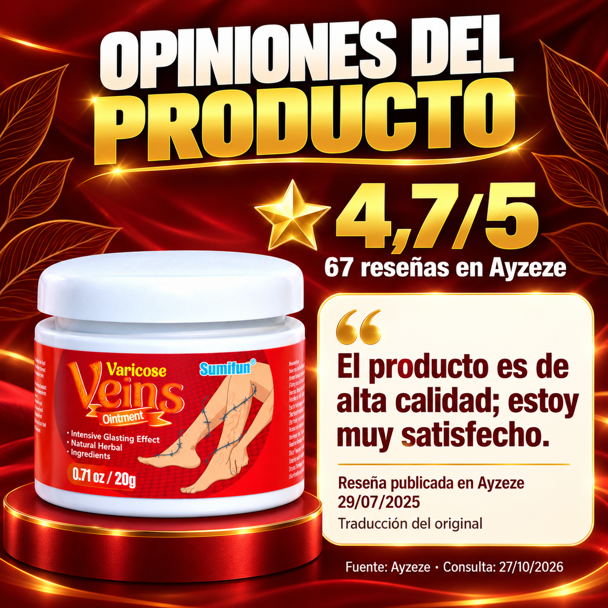 Varicose Veins | Crema para Piernas Cansadas y Pesadas