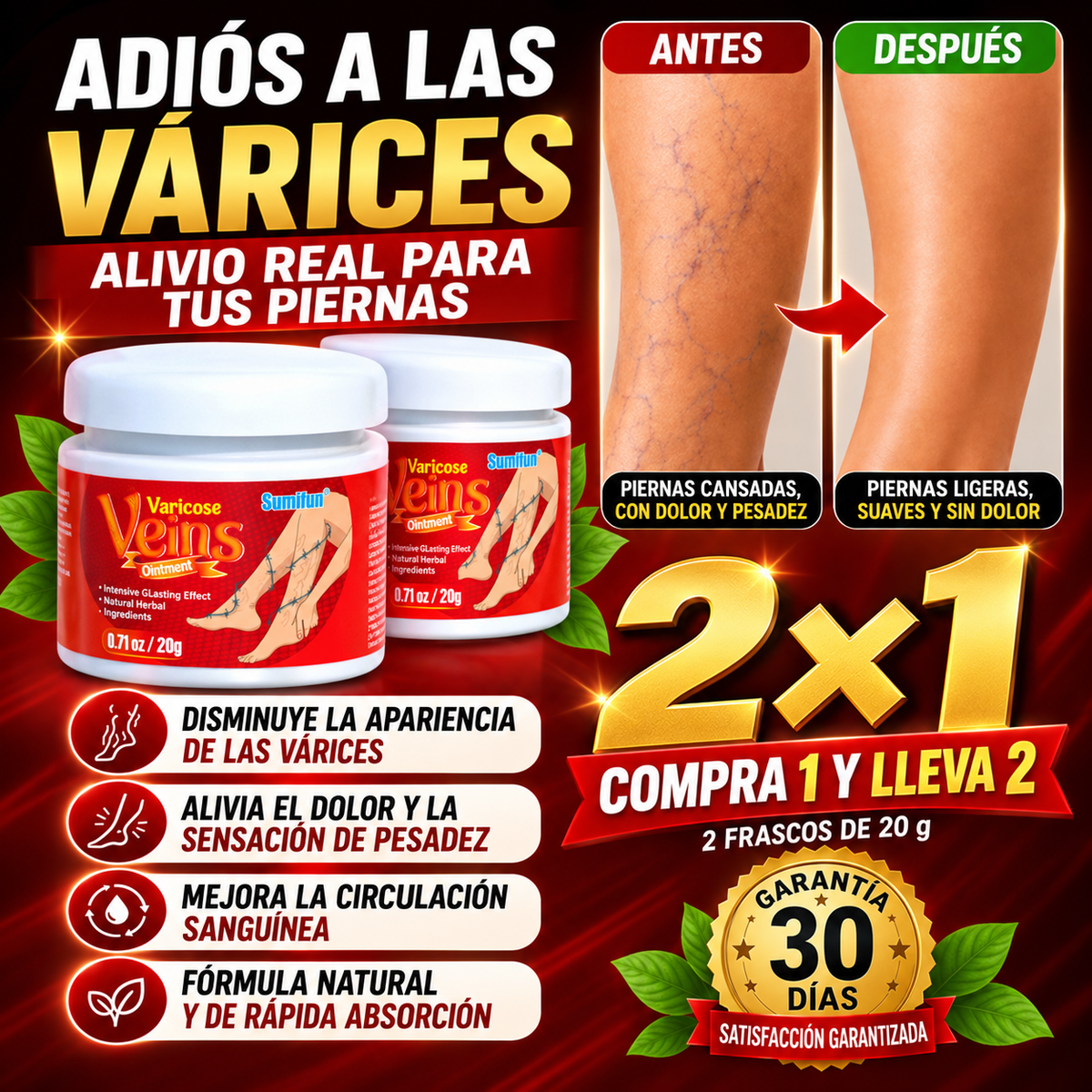 Varicose Veins | Crema para Piernas Cansadas y Pesadas