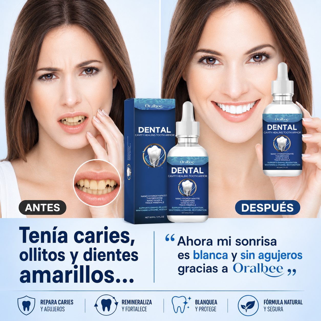 Nano Hidroxiapatita Elimina Caries, Ollitos y Dientes Amarillos - Oralbee Dental