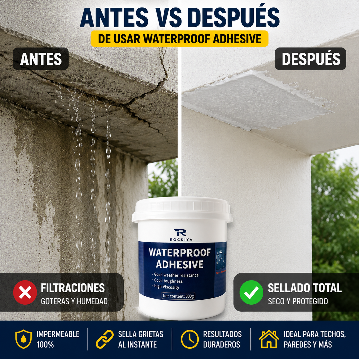 Sellador Impermeable Transparente para Filtraciones