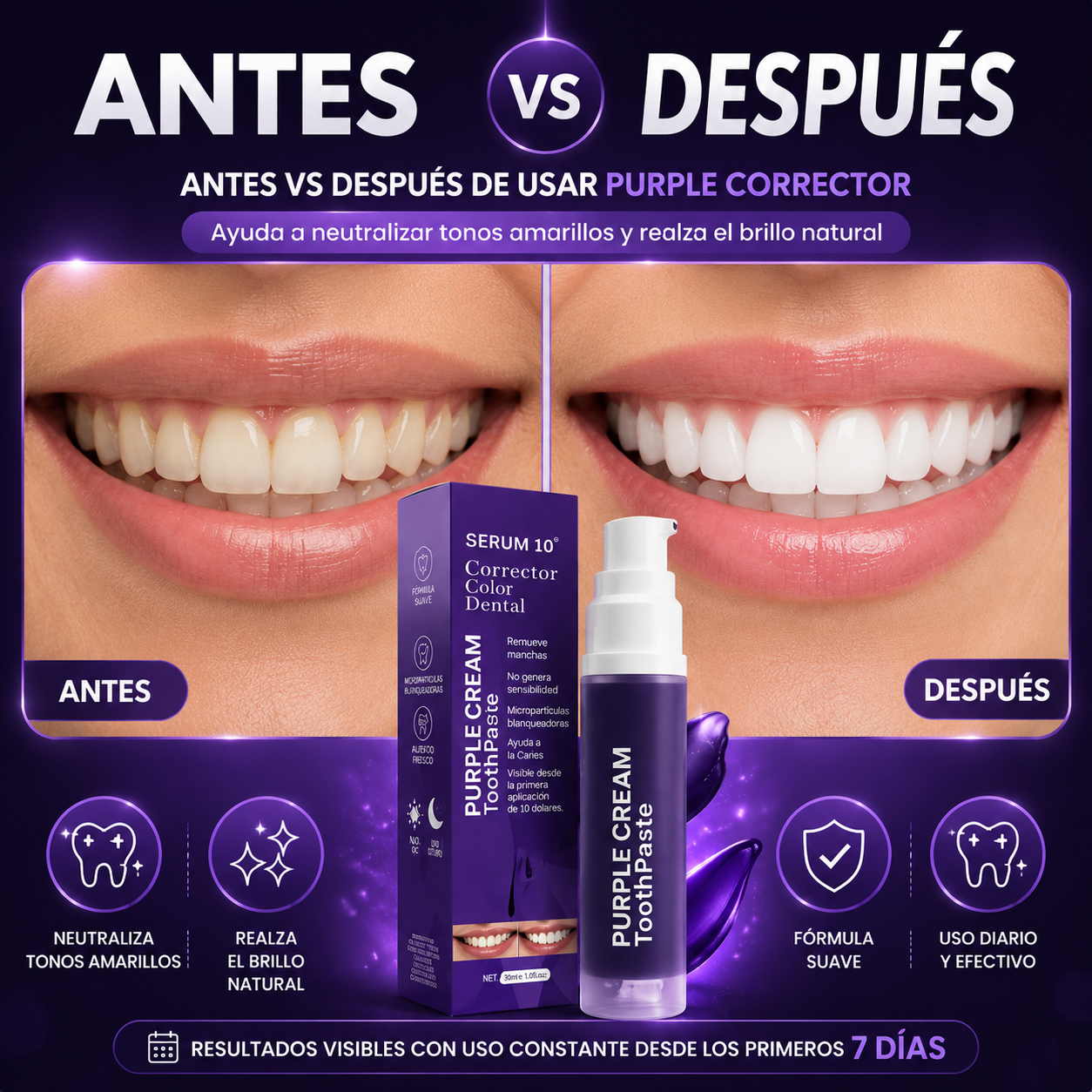 Purple Corrector: Neutraliza el Amarillo y Recupera el Brillo Natural de tu Sonrisa